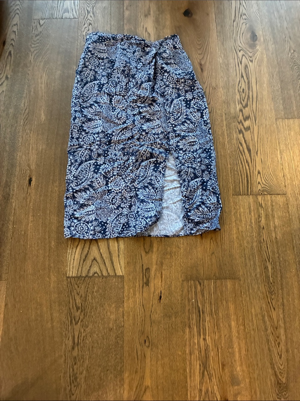 Madewell Blue Paisley Wrap Midi Skirt